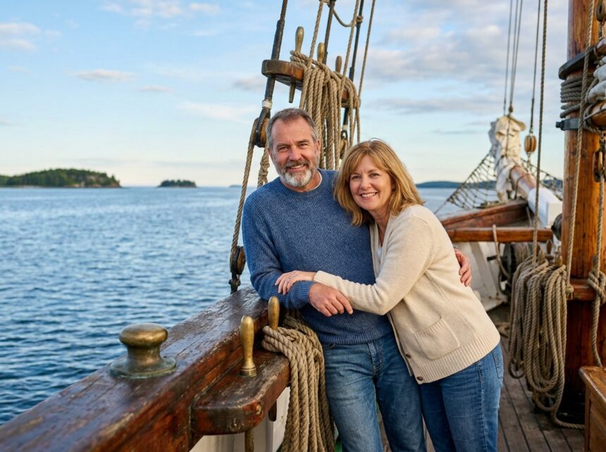 couple profitant d'une croisière sur une mer tranquille