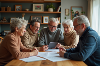 Famille multigenerational autour d'une table en famille