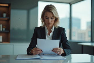 Femme d affaires en bureau moderne avec documents
