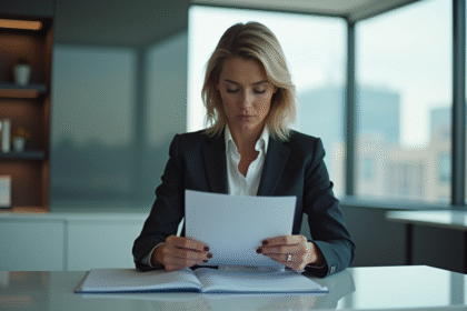 Femme d affaires en bureau moderne avec documents