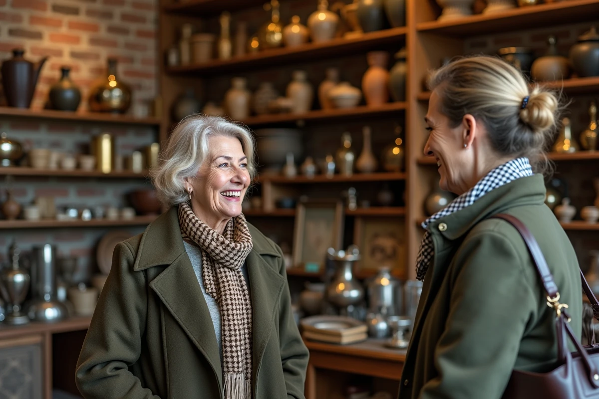 Femme souriante discutant dans une boutique d