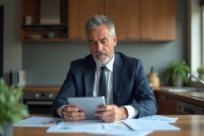 Homme d'affaires en réunion avec documents financiers