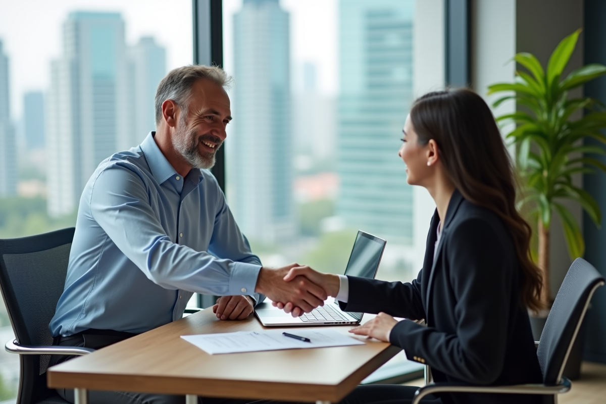 Homme souriant serrant la main d
