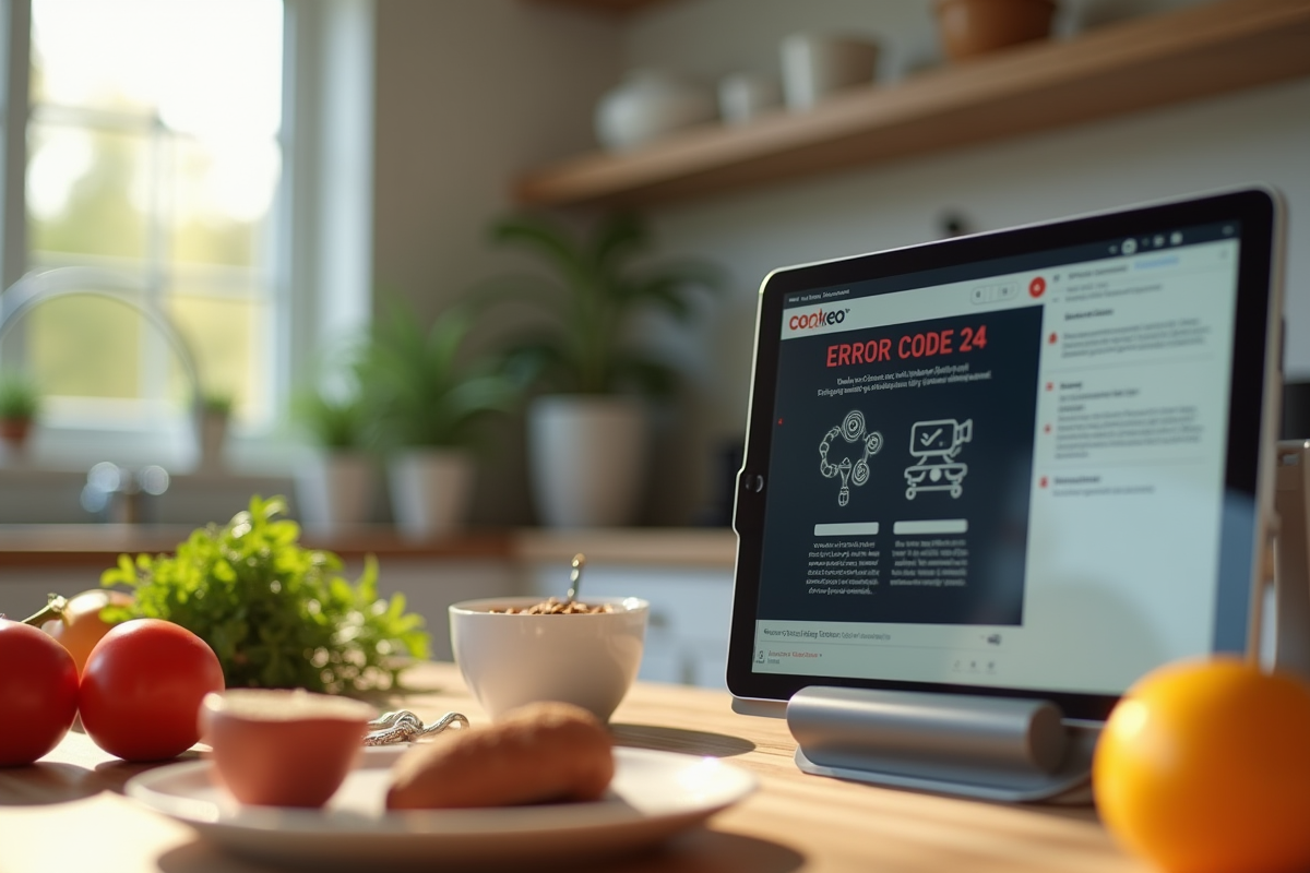 Interface Cookeo erreur 24 avec ingrédients et guide en ligne