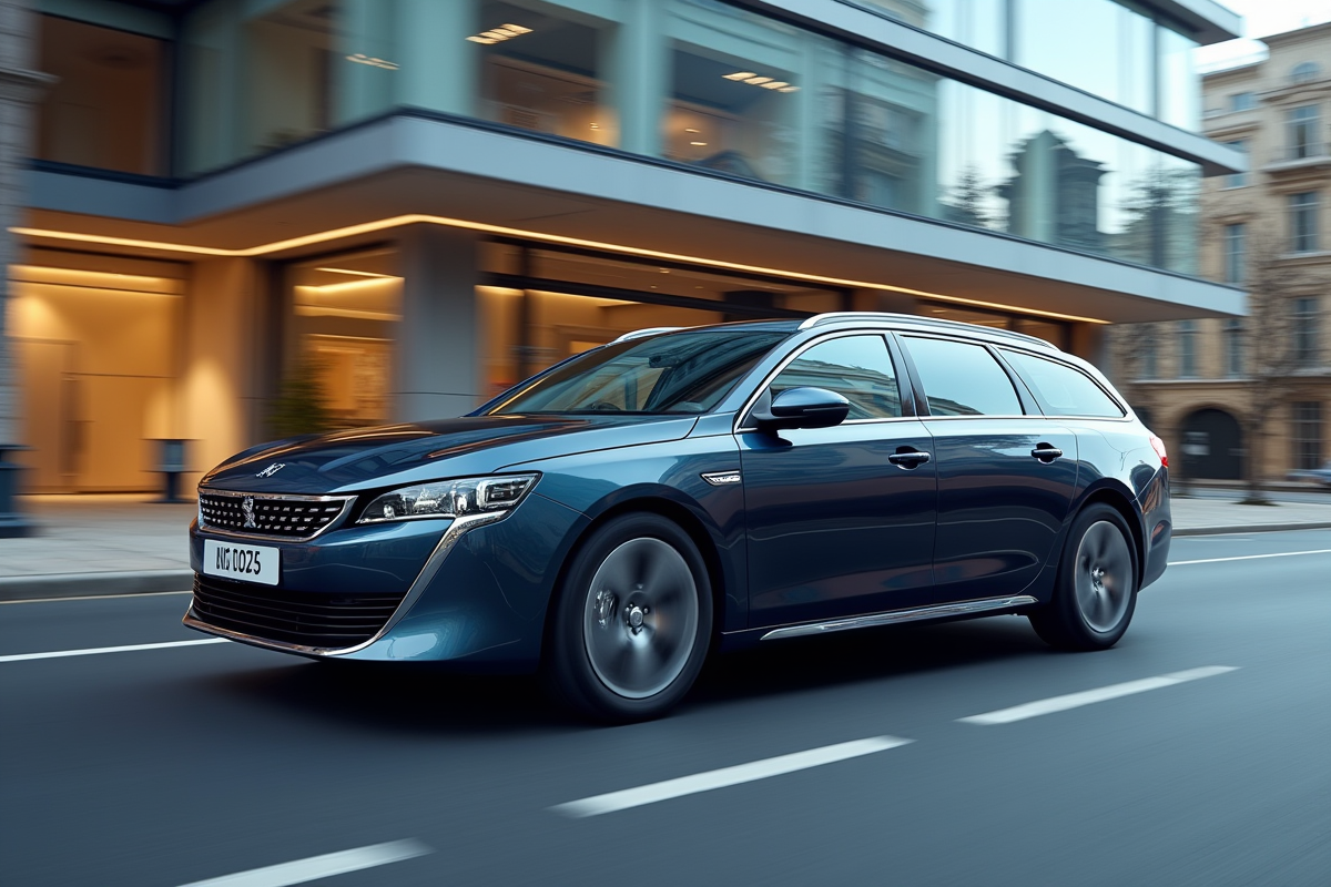 Peugeot 508 SW en ville avec intérieur visible