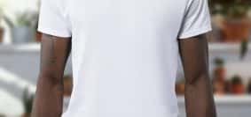 man wearing white crew-neck t-shirts
