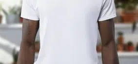 man wearing white crew-neck t-shirts